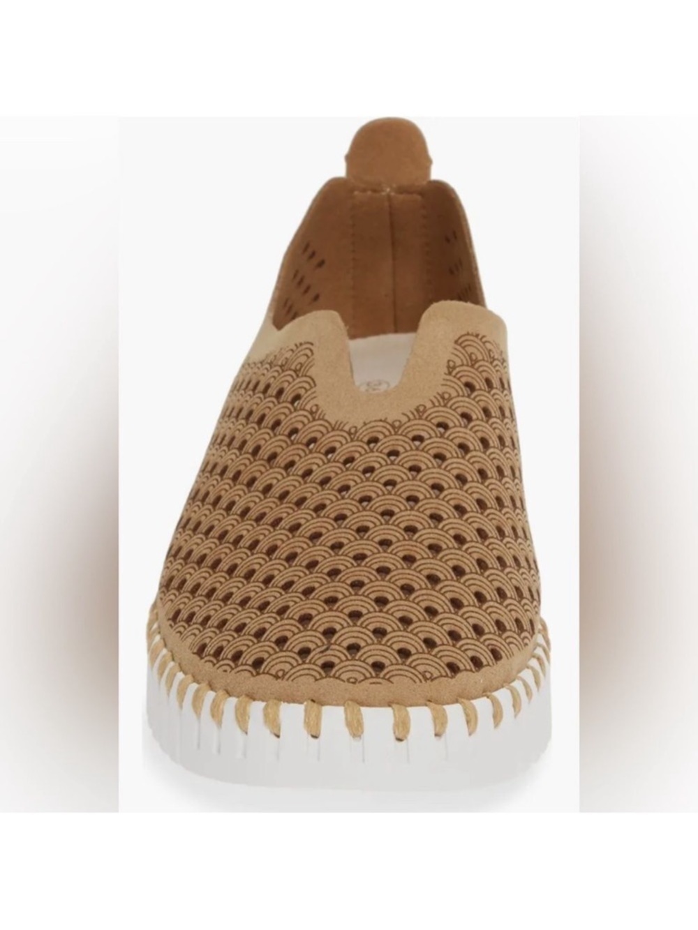 Ilse Jacobsen Perforated Slip-On Flats in Tan 36